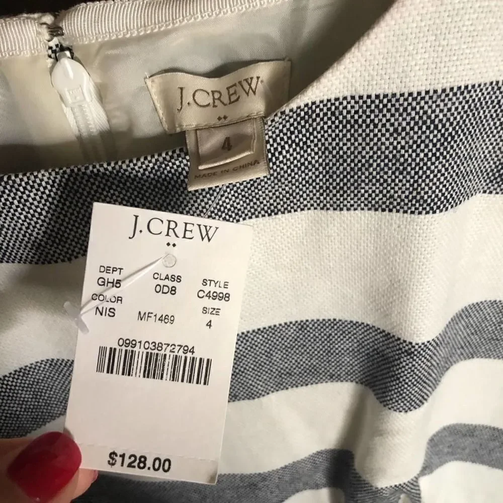 J. Crew Striped Basket Weave Dress